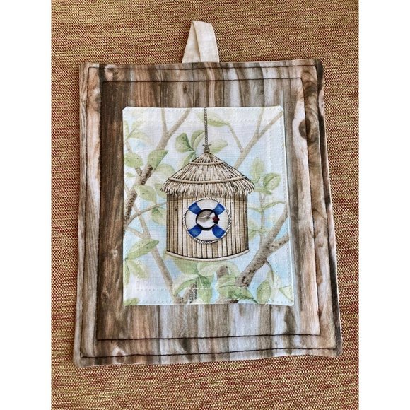 Set of 2 Neutral Rustic Pigeon Nature Bird Lover Pot Holders 7 x 8in w Hang Tags - Picture 2 of 5